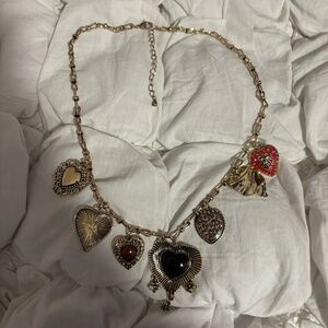 Free People Gold Necklace with Heart Charms